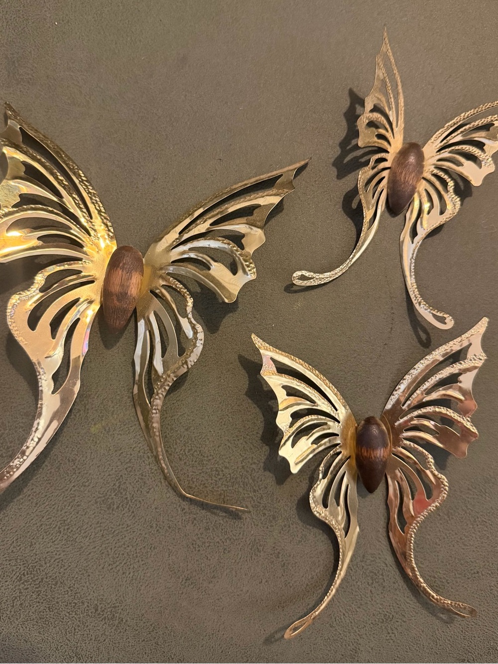 Vintage Homco Metal Butterfly Wall Decor Set - Gold and Brown